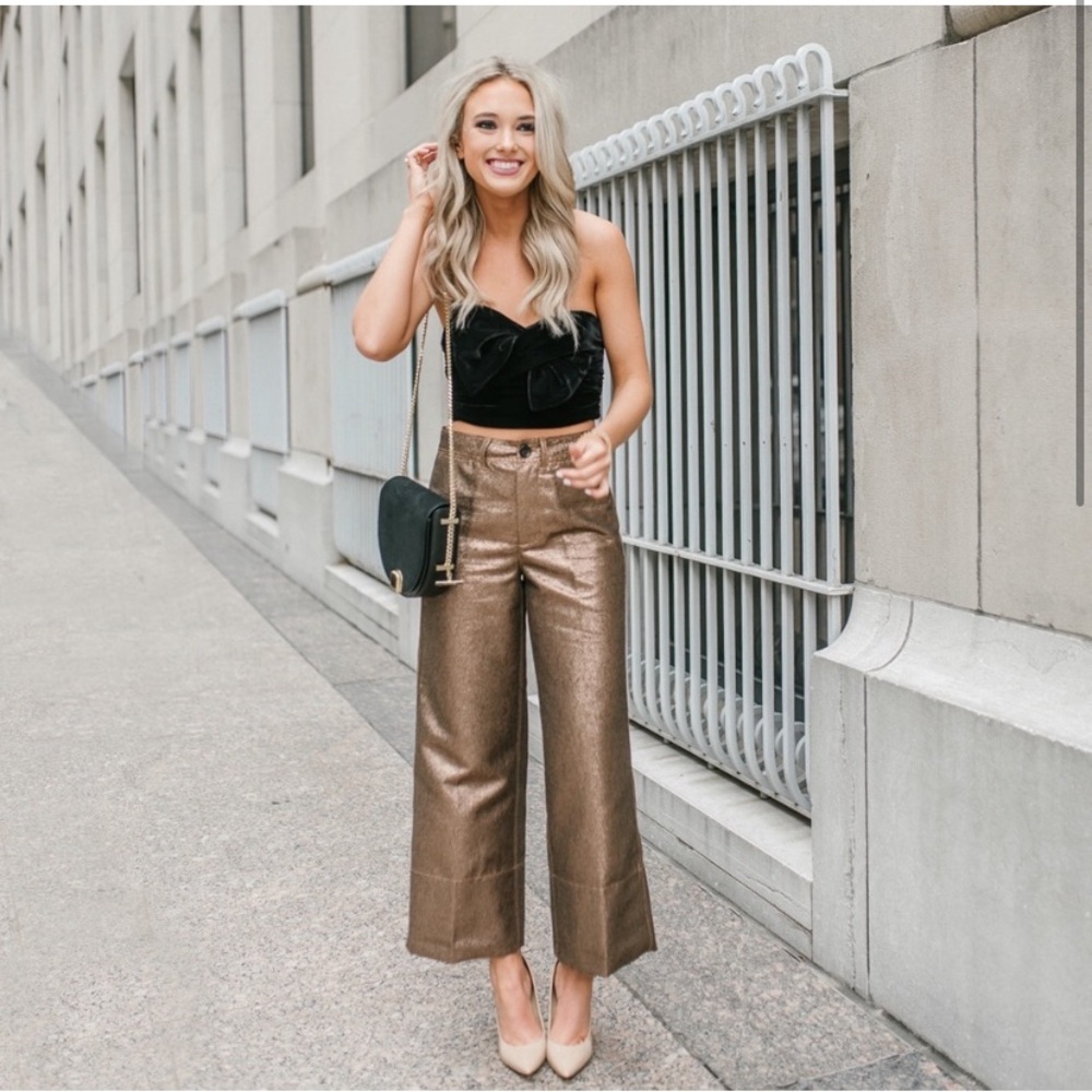 Madewell Emmett Wide Leg Crop Pant Gold